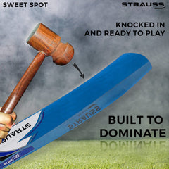 Strauss Knockout Scoop Tennis Cricket Bat,Full Duco, Blue, (Wooden Handle)