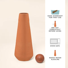 Ellementry terracotta water bottle with sphere stopper | 650 ml | Water Bottle| Handcrafted | Sustainable | Food Safe | Cultural Revival | Set of 2