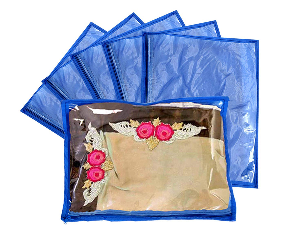 Kuber Industries Non Woven Single Packing Saree Cover 12 Pcs Set (Blue) - CTKTC30699