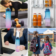 Urbane Home Sipper Bottle 1 Litre I Motivational Water Bottle with Water Tracker & Time Marker (Gradient Blue & Purple, 1 Piece) I For Gym, Home, Travelling & Office