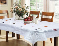 Kuber Industries Dining Table Cover 6 Seater|Table Cloth|Table Cover for Home, Restaurant|Leaf Design Cotton|White