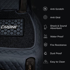 CarBinic 7D LUXURY Car Foot Mat - Custom Fitted For Mahindra Scorpio N (7 Seater) 2022 | 7-Layer Protection | Double-Diamond Cut Stitching | Waterproof | Dust-Proof | Anti-Skid | Car Accessories | Black
