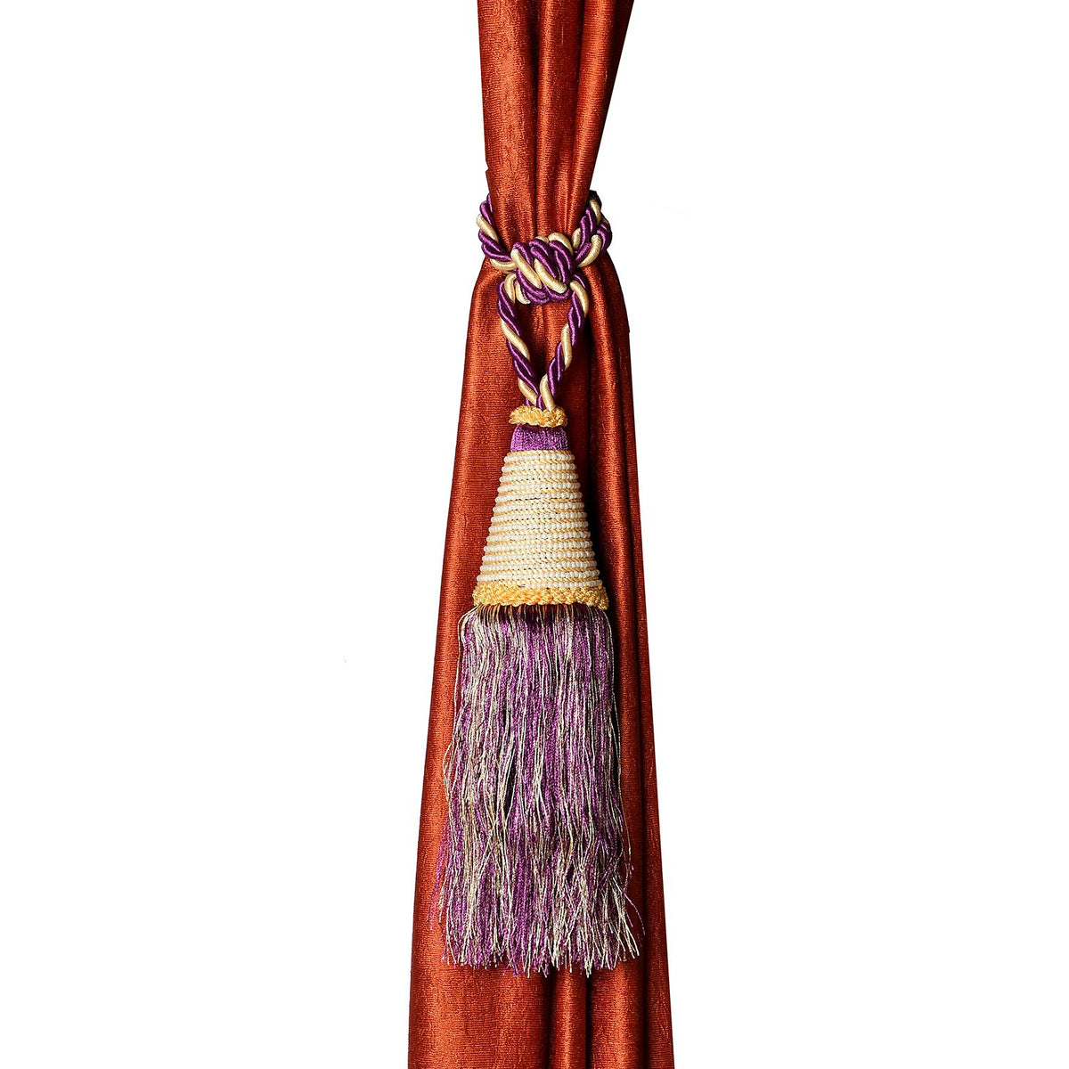 Kuber Industries Beads Beautiful Design Polyester 1 Piece Curtain Tie Back Tassel Set (Purple) CTKTC34116