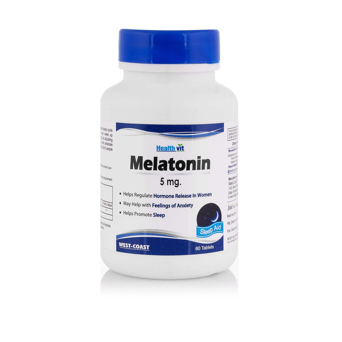 Healthvit Melatonin 5mg | Helps You Fall Asleep Faster, Stay Asleep Longer, Easy to Take, Faster Absorption - 60 Tablets