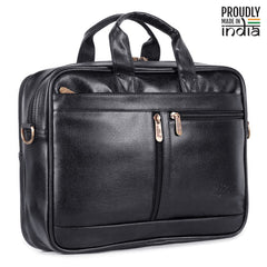 The Clownfish Faux Leather 15.6 inch Laptop Messenger Bag Briefcase Laptop Bag (Black)
