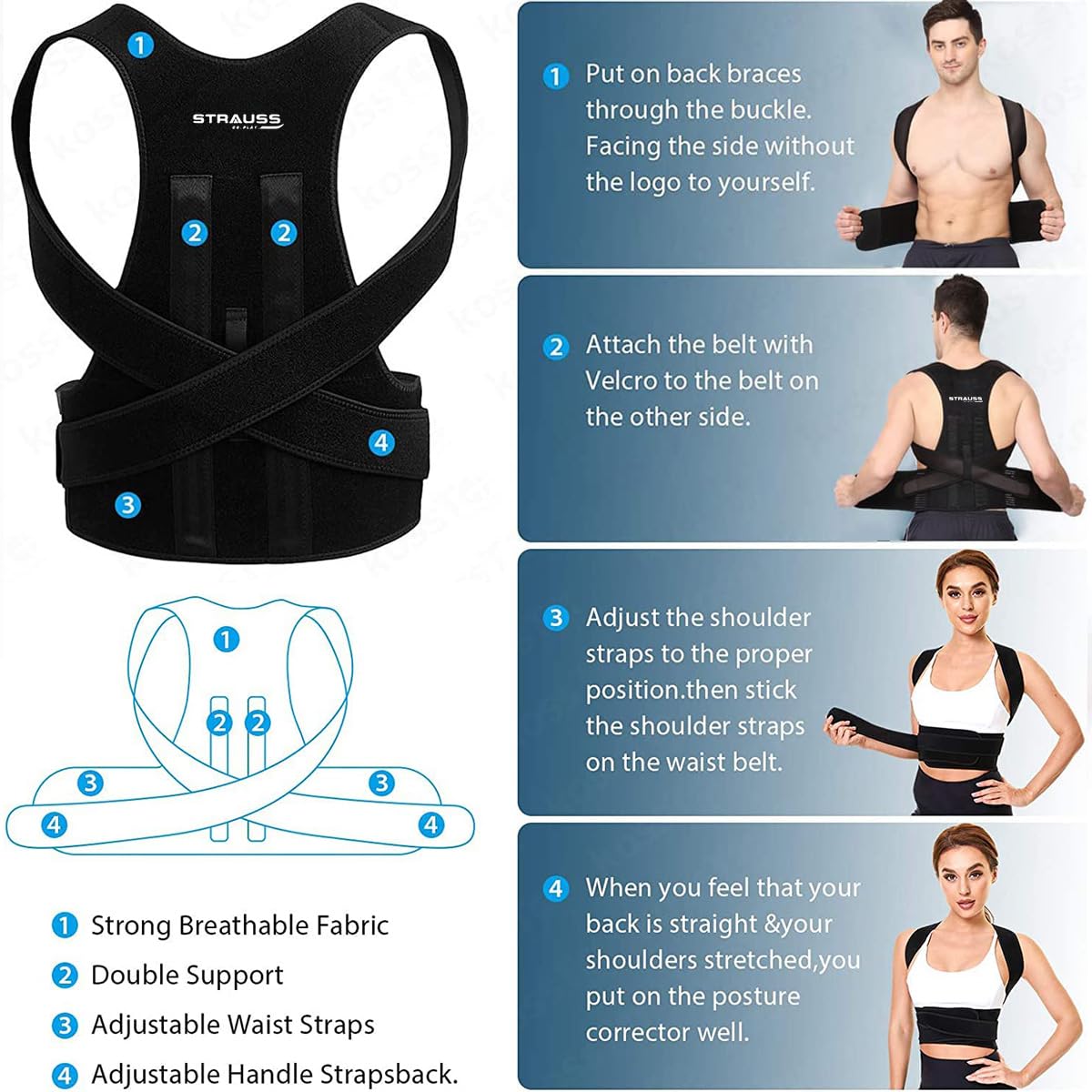Universal Corrector Straighten Your Back Men Women Posture Shoulder Support  Brace Belt