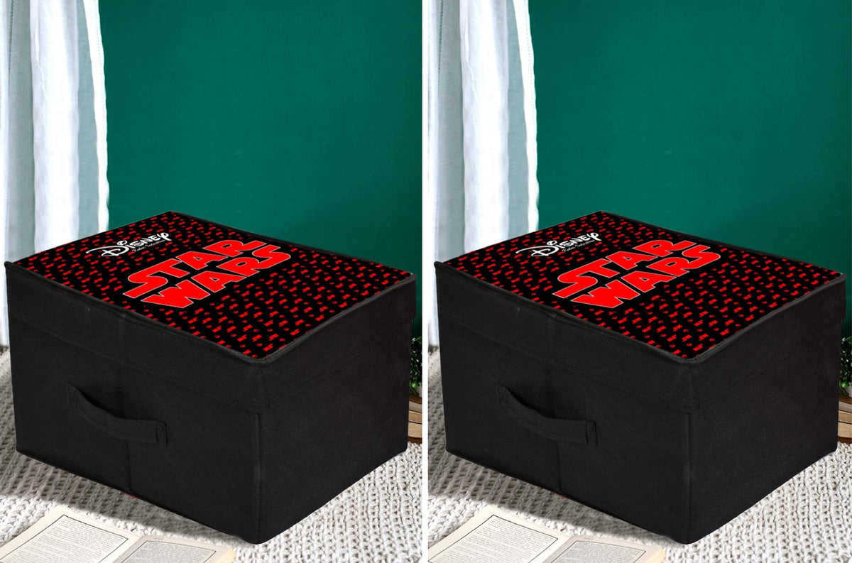 Kuber Industries Star War Printed Multipurposes Non-Woven Flodable Storage Box/Oragnizer- Pack of 2 (Black)-HS43KUBMART26584