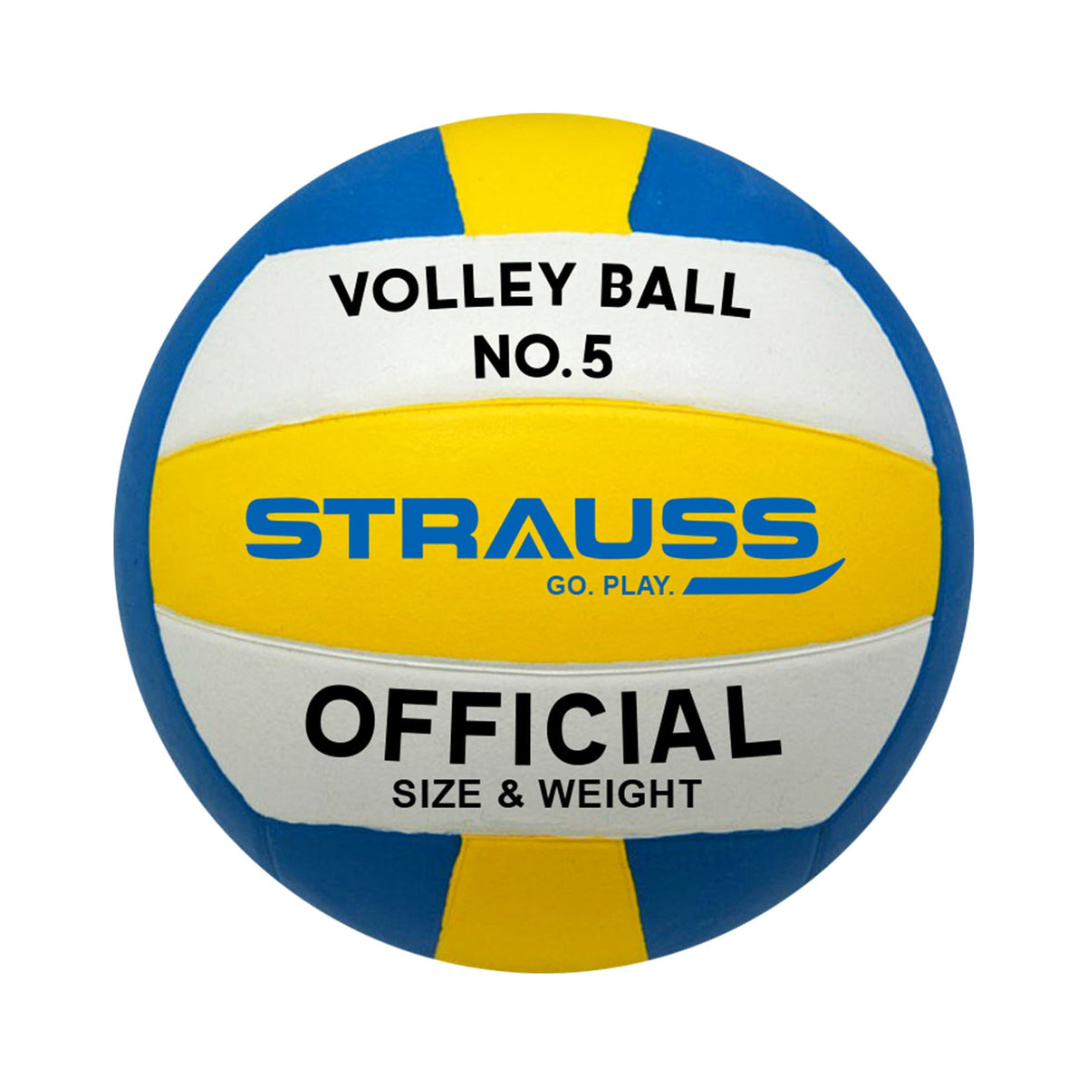 STRAUSS Sports Volleyball Size 5 Soft Ball | Men All Age Group | Indoor Outdoor | Tournament Quality - Yellow Grey Blue