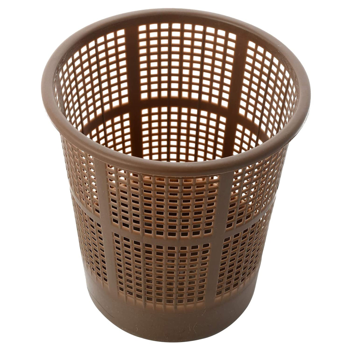 Kuber Industries Mesh Dustbin|Plastic Open Garbage Basket|Portable Round Trash Can for Kitchen|Office|College|5 Liter (Brown)