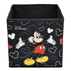 Kuber Industries Disney Mickey Mouse Print Square Non Woven Storage Box Toy with Handle|Wardrobe Organizer Cube|Easily Collapsible|Size 33 x 33 x 33 CM (Black)