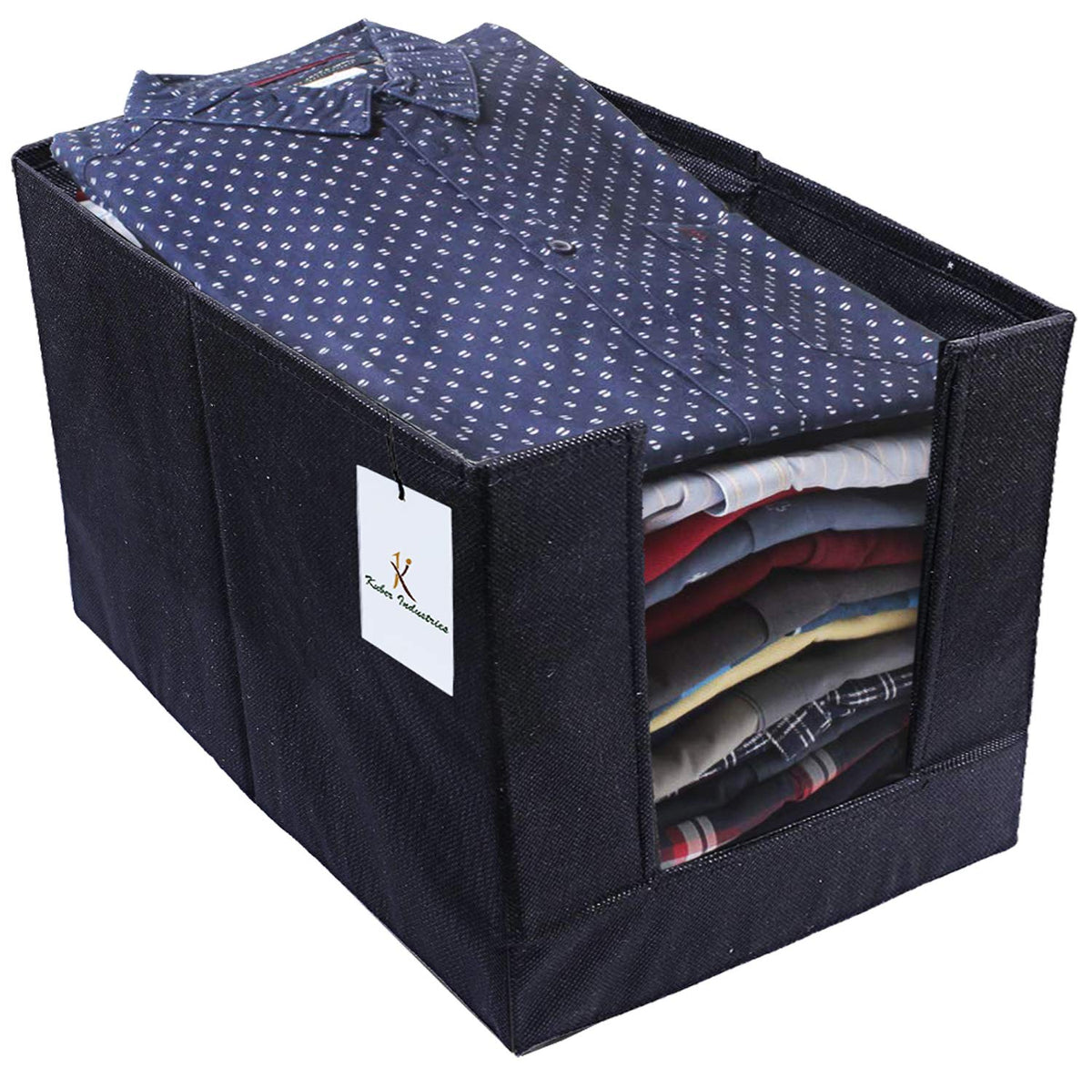 Kuber Industries Non Woven Shirt Stacker Wardrobe Organizer Set, Black-CTLTC31830