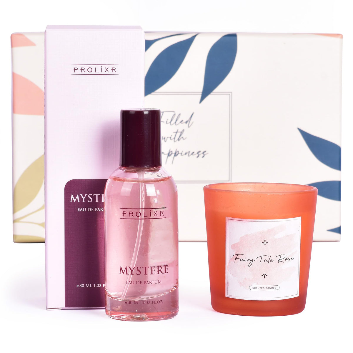 Gleevers Divine Aroma Gift for Women |Gift Box Pack of 2 with Mystere Perfume(30 ml) & Candle(Fairy Tale Rose,60 gm) | Birthday Gift, Anniversary Gift, Valentine Gift, Secret Santa Gifts