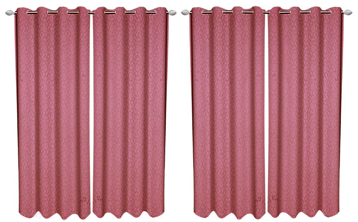 Kuber Industries Cotton 4 Pieces 7 Feet Eyelet Door Curtain (Pink) - CTKTC22165