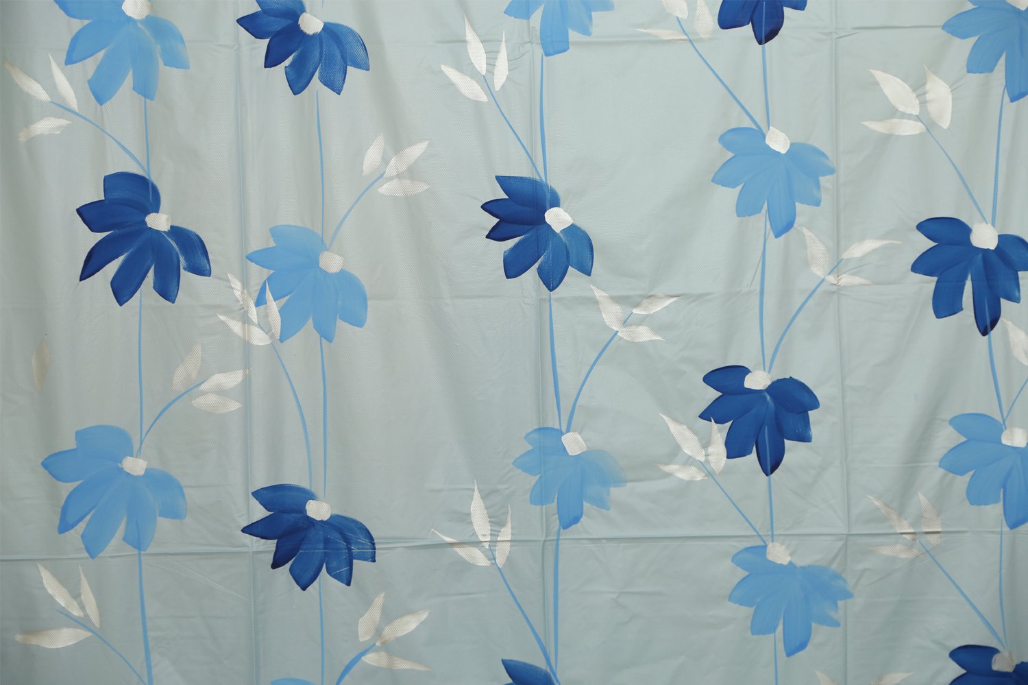 Kuber Industries PVC Floral Shower Curtain, 7ft, Sky Blue