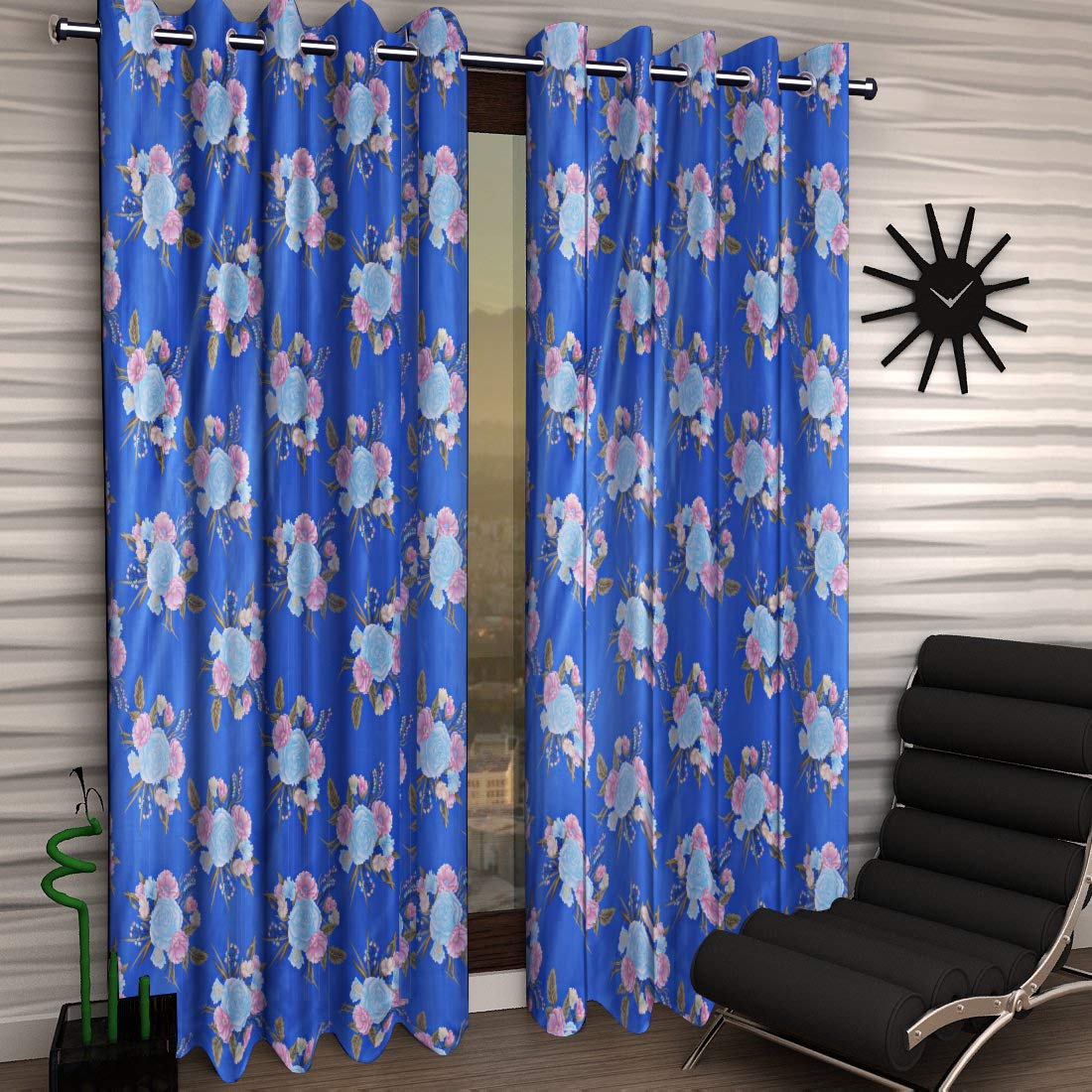 Kuber Industries 1 Piece Polyester 7 Feet Eyelet Door Curtain (Sky Blue) -CTKTC13014
