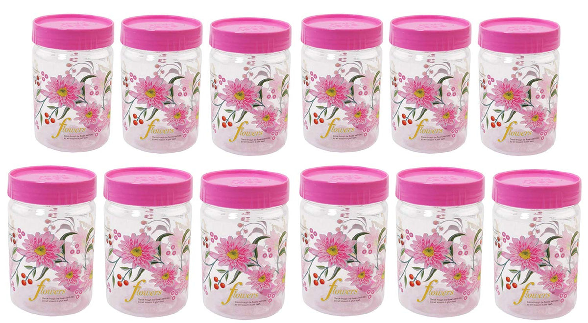 Kuber Industries 12 Piece Plastic Container Set, 500ml & 1100ml, Pink