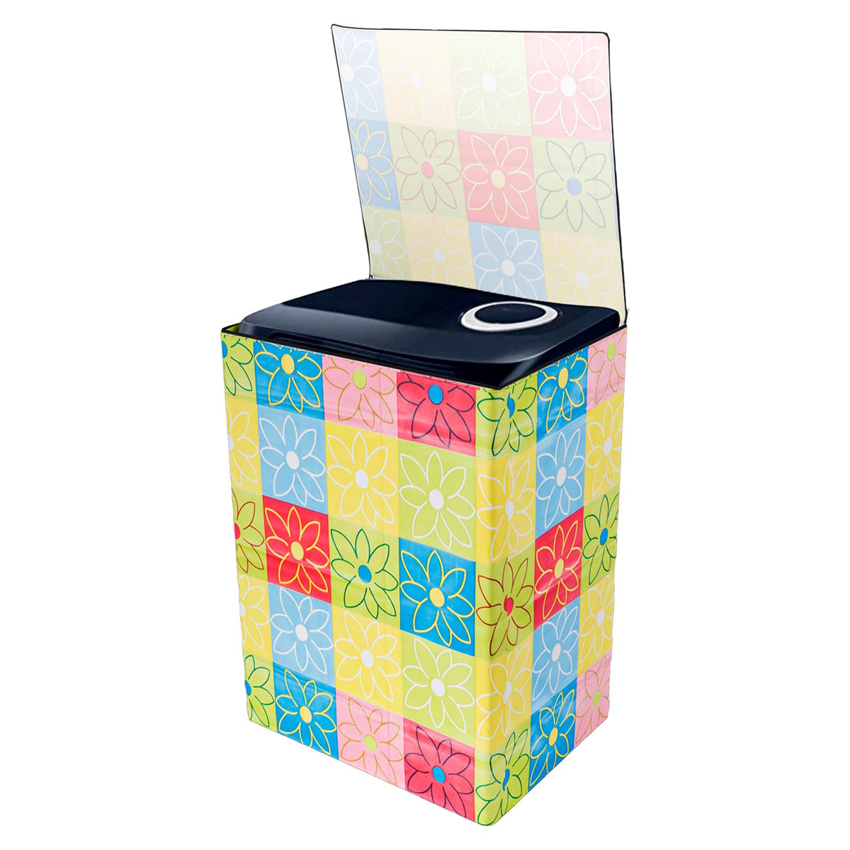 Kuber Industries Washing Machine Cover | Yellow & Check Print Washing Machine Cover | PVC | Top Load Semi-Automatic Washing Machine Cover | Multi