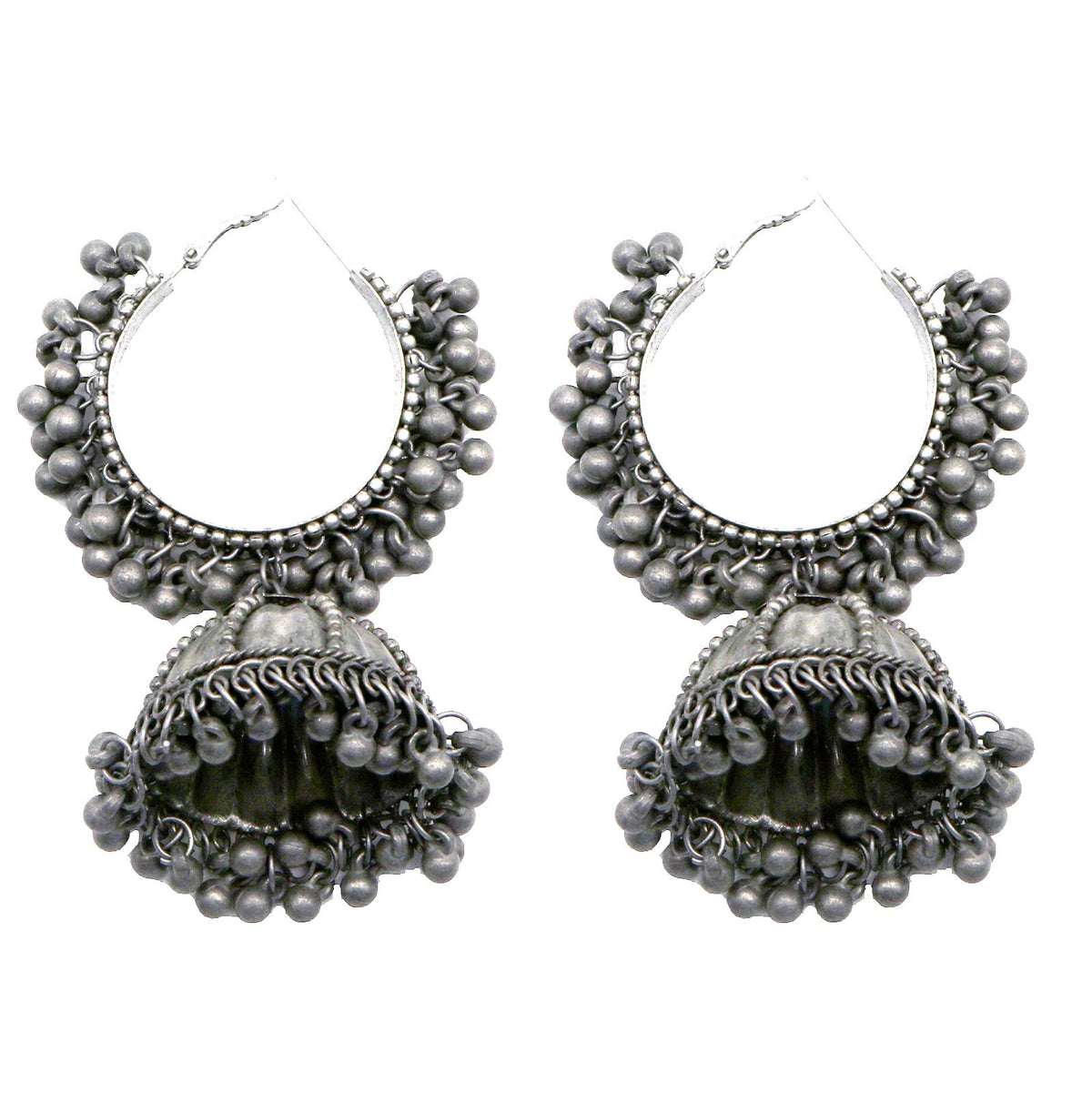 Teejh Alisha Pearl Silver Oxidised Jhumki Earrings For Women