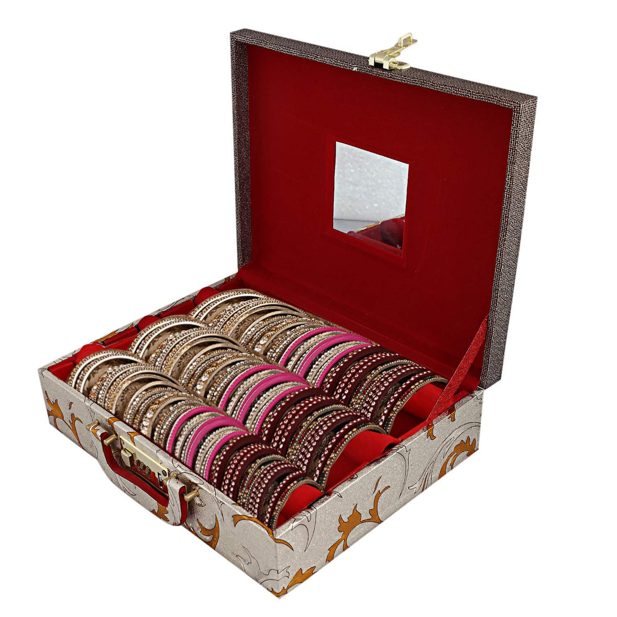 Kuber Industries Wooden Bangle Storage Box, Gold