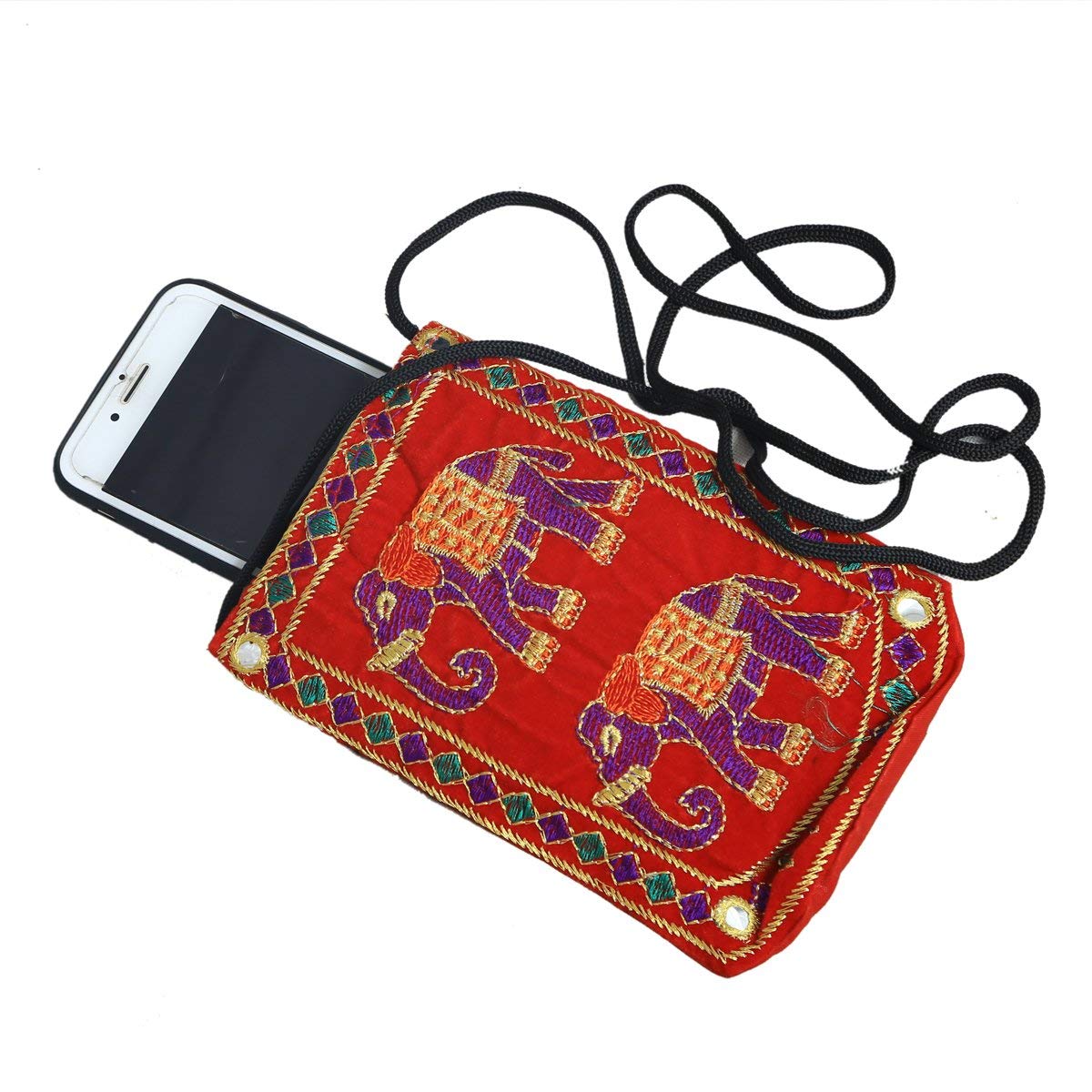 Kuber Industries Embroided Velvet Mobile Cover with Sari Hook (Multicolor)