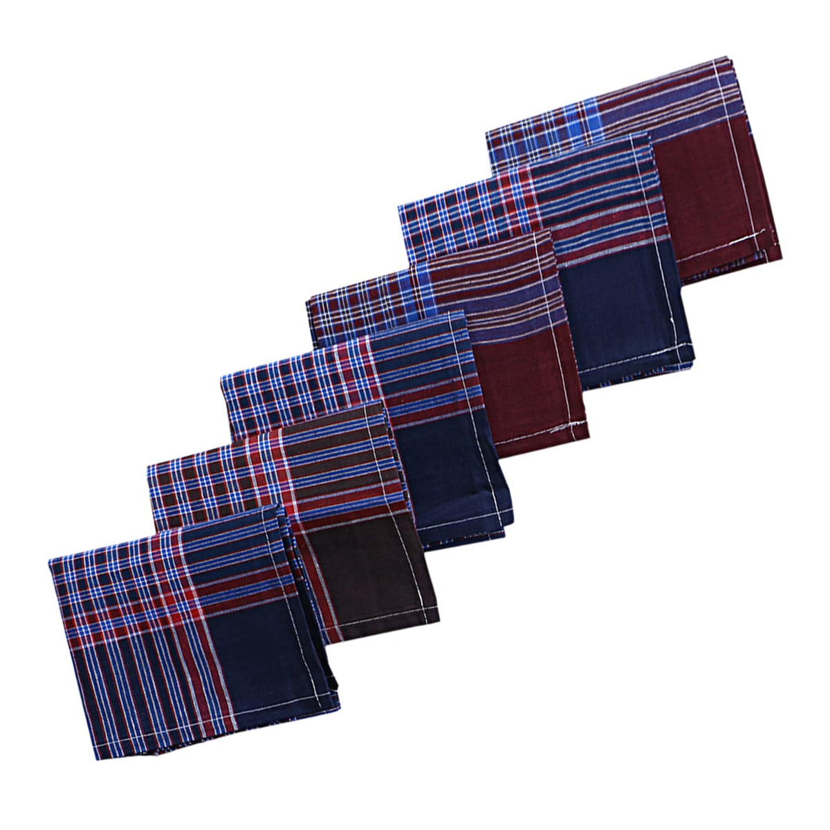 Kuber Industries Handkerchiefs|Sweat Absorbent Gingham Check Dark Colored Soft Cotton Square Hankies for Man,Boys & Wicking Sweat from Hands,Face,Set of 6 (Multicolor)