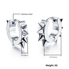 Yellow Chimes Hoop Earrings for Men Stainless Steel Silver Spike Hoop Earrings for Men and Boys