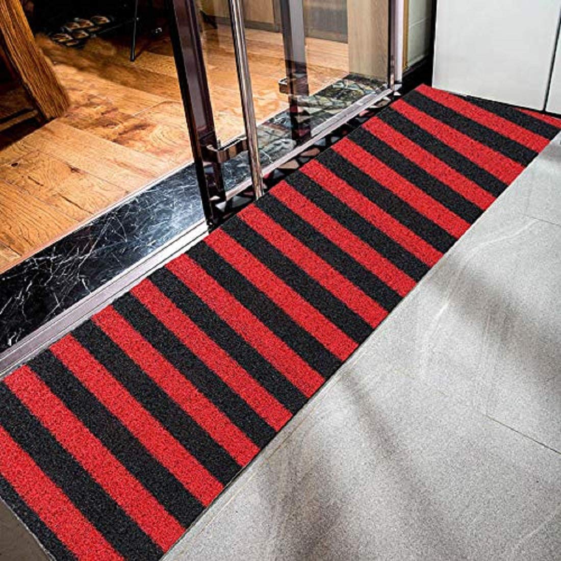 Kuber Industries Rubber 1 Piece Floor Mat Door Mat 2x8 Feet (Red & Black), Standard (CTKTC06544)