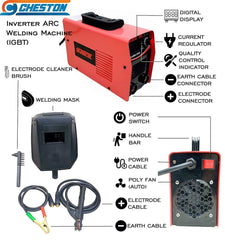 Cheston CHWM-232 Inverter Welding Machine LED Display Hot Start Welder Tool with Welding Cables, Goggles, Welding Rods & Other Accessories