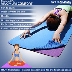 STRAUSS Anti-Slip Yoga Towel, (Blue)