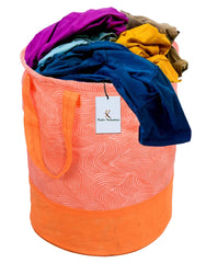 Kuber Industries Laheriya Printed Waterproof Canvas Laundry Bag, Toy Storage, Laundry Basket Organizer 45 L (Orange) CTKTC034629