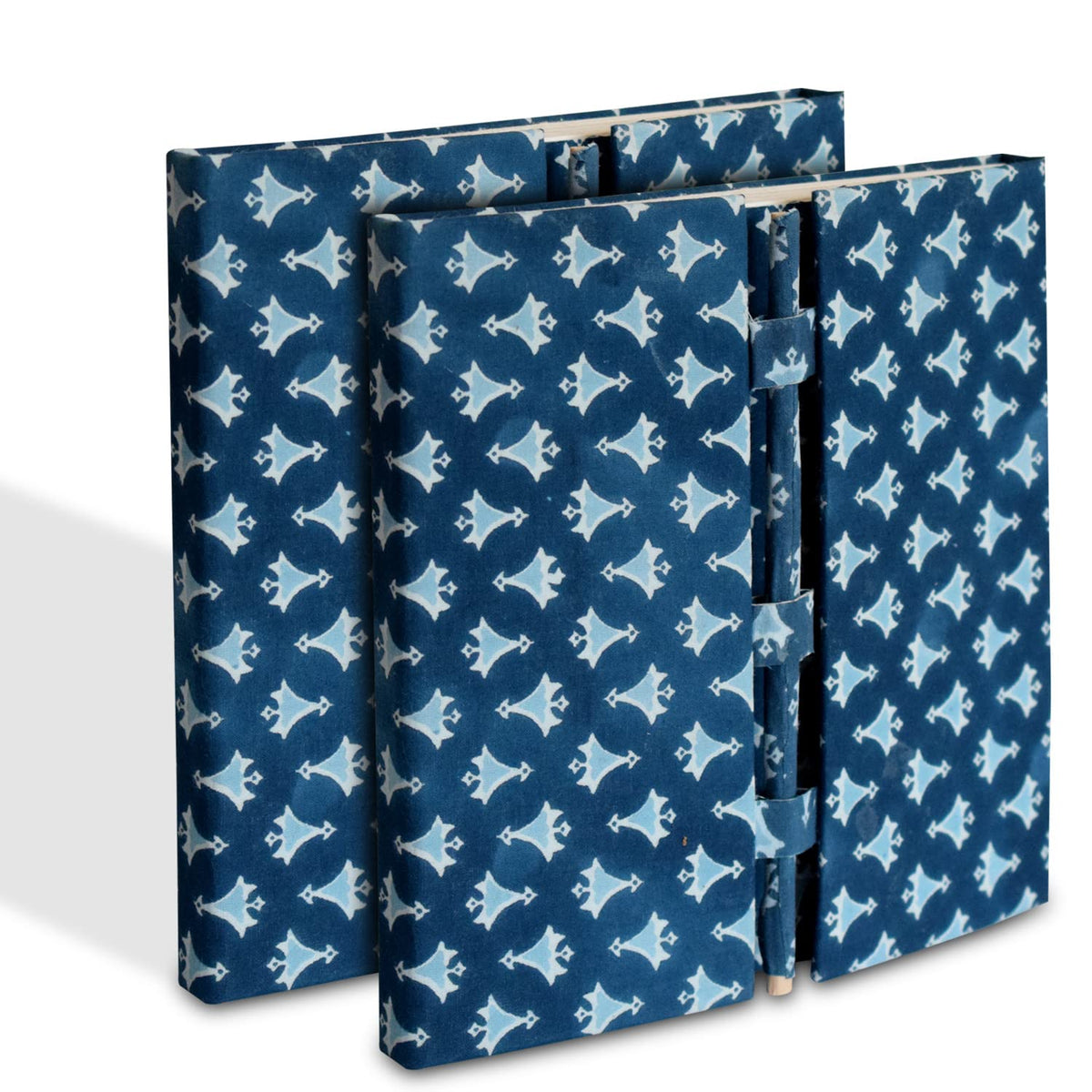 Kuber Industries Buti Print Handicraft Notebook/Diary With Lock System for Home, Traveling, Office Pack of 2 (Blue) 52KM4022