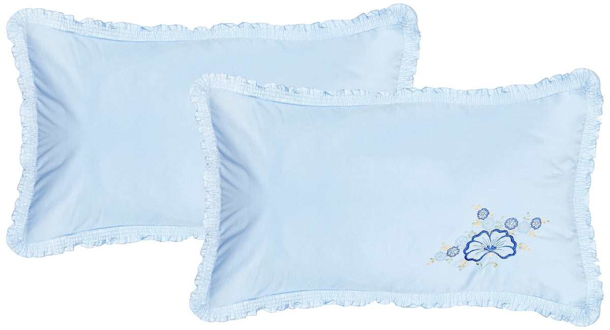 Kuber Industries Embroided Design 2 Piece Cotton Pillow Cover Set-17"x27" (Blue) Luxury Pillow Covers - CTKTC040263, 200 TC