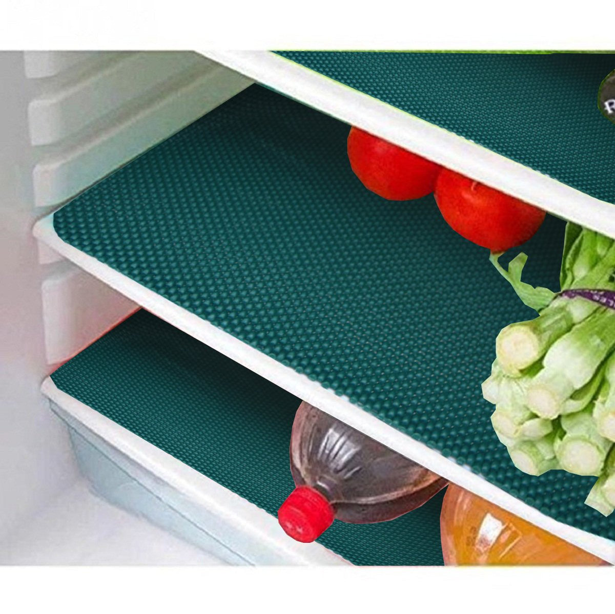 Kuber Industries PVC 6 Piece Fridge Mats Set - Green