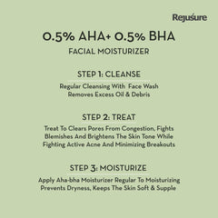 Rejusure AHA 0.5% + BHA 0.5% Facial Moisturizer - Active Acne Control & Exfoliation | Ideal for Oily Skin | Women's Face Moisturizer-50 ml