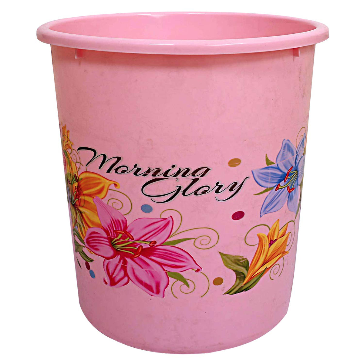 Kuber Industries Flower Print Plastic Garbage Waste Dustbin/Recycling Bin for Home, Office, Factory, 7 Liters (Pink)-KUBMART10882