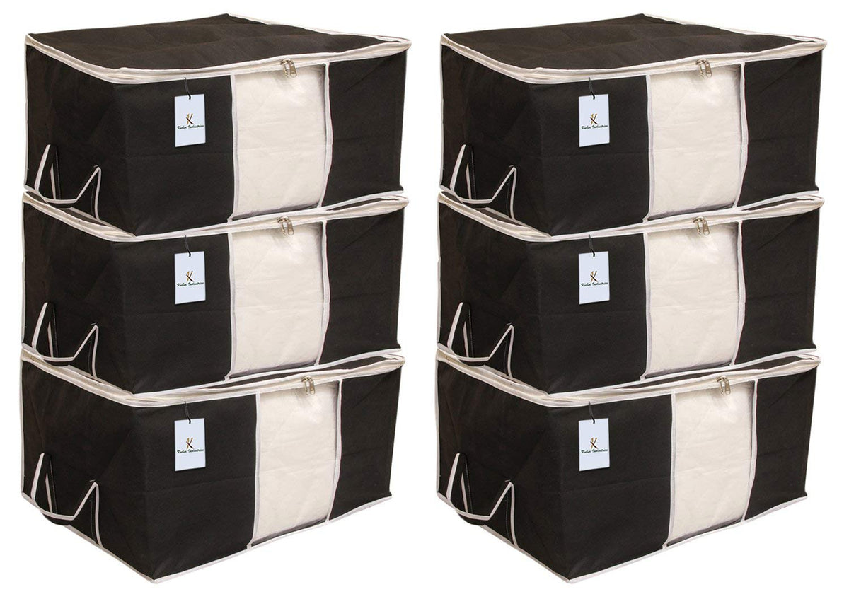Kuber Industries 6 Piece Non Woven Underbed Storage Organiser Set, Extra Large, Black (CTSN048)