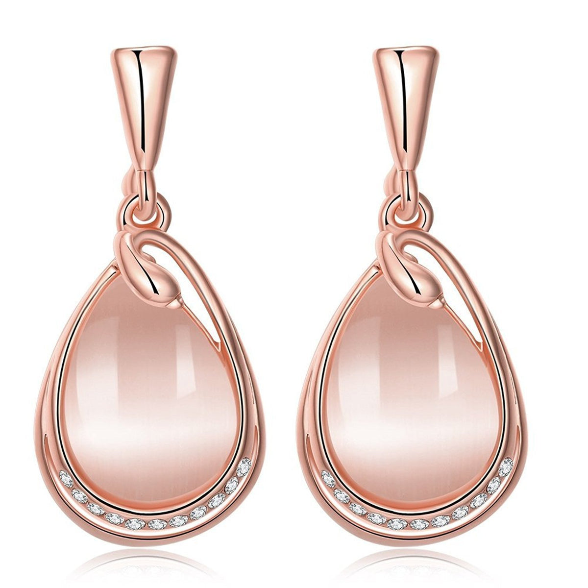 Kairangi Earrings for Women and Girls | Fashion Rose gold Opal Stoned Drop Earrings | Rose Gold Plated | Oval Shaped Drop Earrings | Birthday Gift for Girls and Women Anniversary Gift for Wife