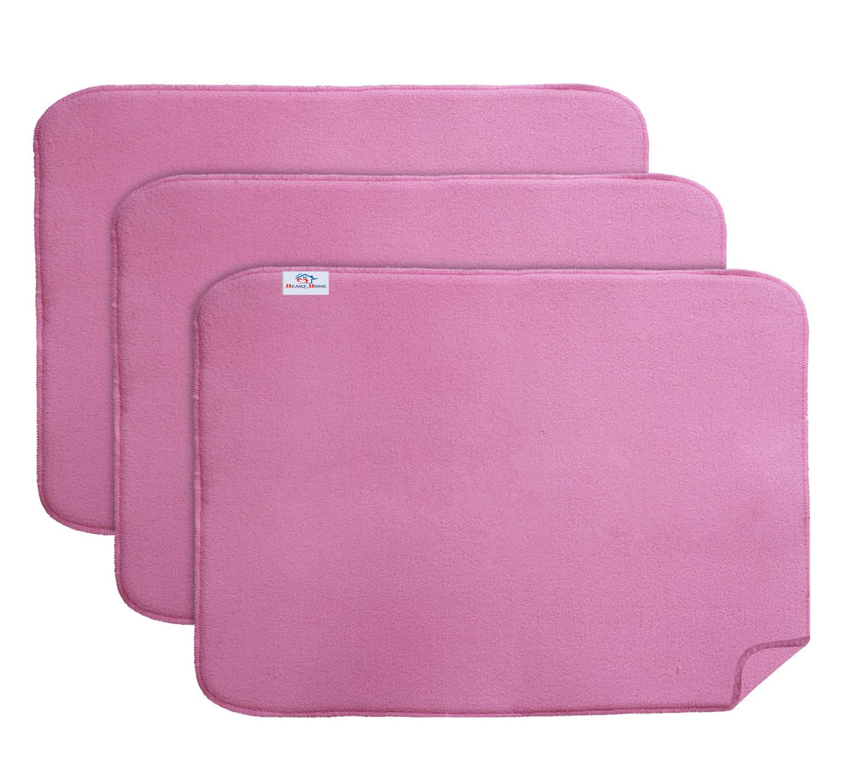 Heart Home Microfiber Reversible Dish Drying Mat with Absorbent Parity for Kitchen 27"x 19",Pack of 3 (Pink)