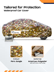 CARBINIC Car Cover for Hyundai Aura Waterproof (Tested) and Dustproof UV Heat Resistant Outdoor Protection with Triple Stitched Fully Elastic Surface | Jungle