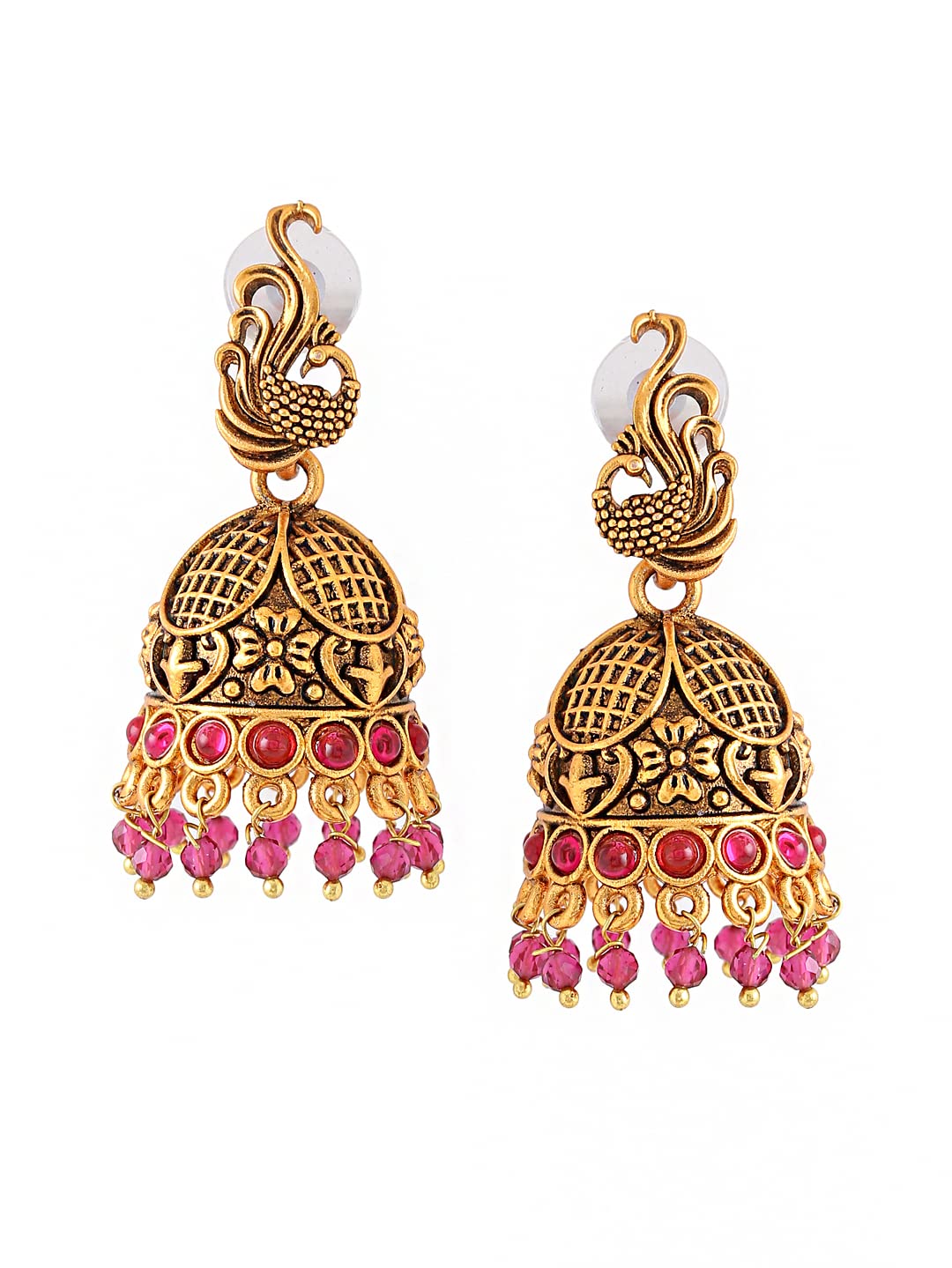 Yellow Chimes Jhumka Earrings For Women Traditional Gold-Plated Jhumki Temple Design Jhumka Earrings For Women & Girls