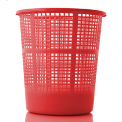 Kuber Industries Plastic 2 Pieces Mesh Dustbin Garbage Bin for Office use, School, Bedroom, Kids Room, Home, Multi Purpose, 5 Liters (Grey & Red)-KUBMART265