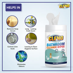 Cleno Bathroom Cleaner Wet Wipes for Shower, Wash-Basin, Floor, Taps, Commode, Glass & Accessory - 50 Wipes (Pack of 2) (Ready to Use)