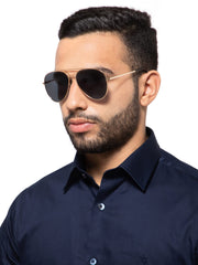 Intellilens | Branded Latest and Stylish Sunglasses | 100% UV Protected | Light Weight, Durable, Premium Looks | Men & Women | Black Lenses | Aviator | Large