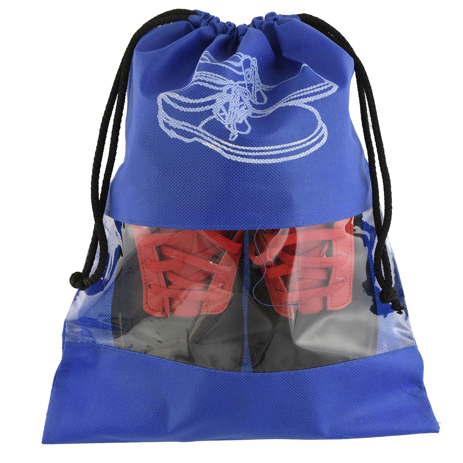 Heart Home 6 Piece Non Woven Travel Shoe Cover, String Bag Organizer, Royal Blue HEART5243, Standard