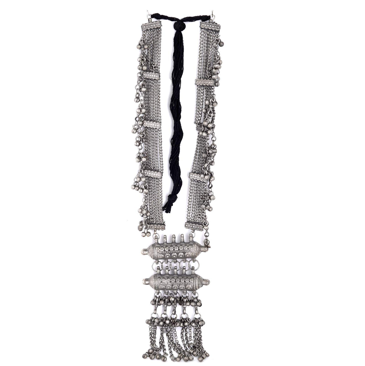 TEEJH Anukriti Silver Oxidised Long Necklace For Women