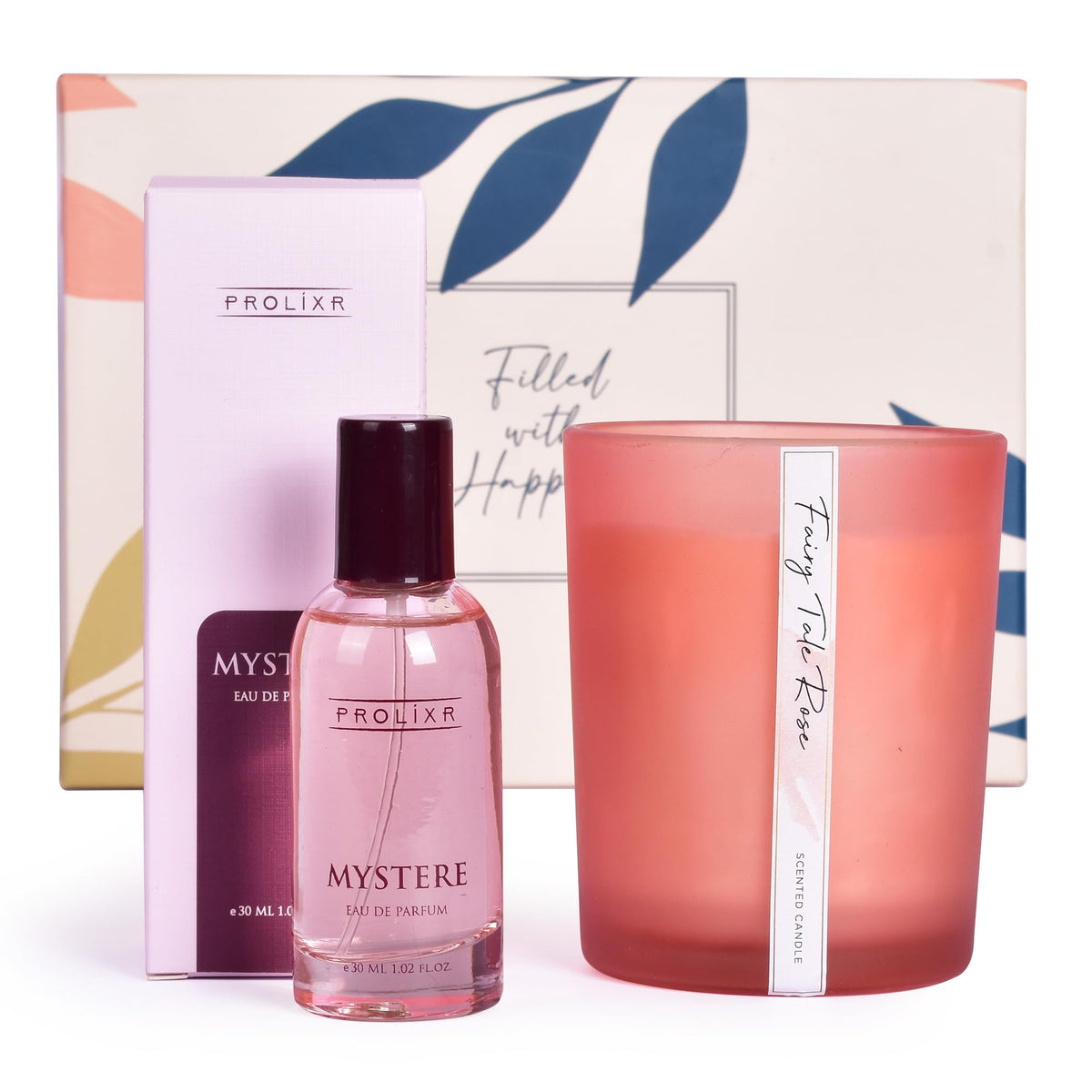 Gleevers Gift Set for Women |Gift Box Pack of 2 with Perfume(30 ml) & Candle (Fairy Tale Rose,250 gm) |Birthday Gift, Anniversary Gift, Valentine Gift, Secret Santa Gifts