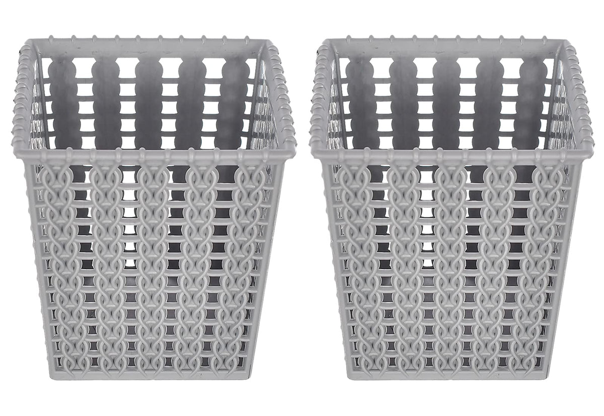 Heart Home Square Shape M 5 Multipurpose Plastic Holder/Organizer for Kitchen, Bathroom, Office, Living Room - Pack of 2 (Grey)-46HH0446