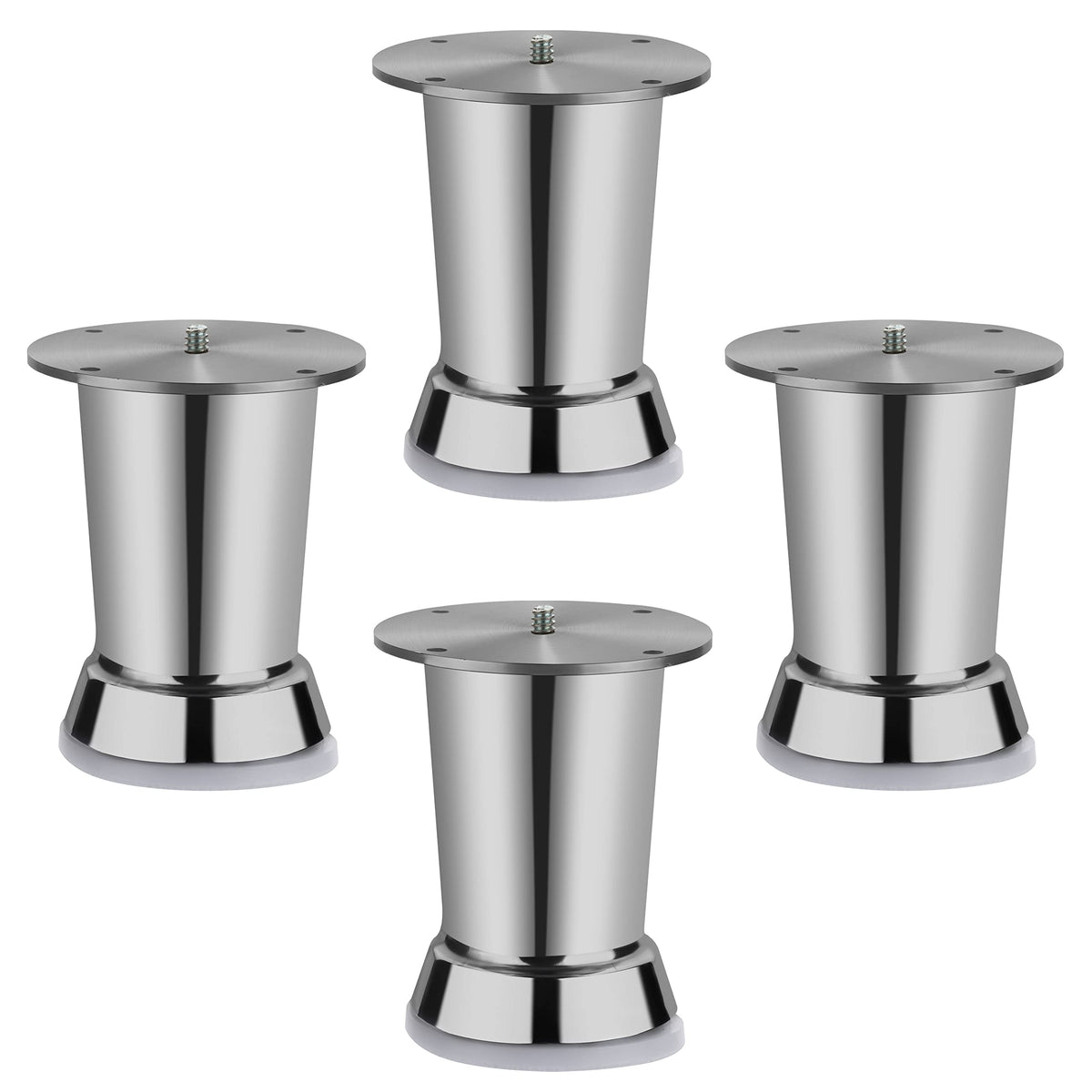 Plantex 4 Inch Sofa Legs for Bed Furniture/Sofa Legs for Table/Sofa Support Legs with Rubber Grip (Chrome, 8 Pcs)