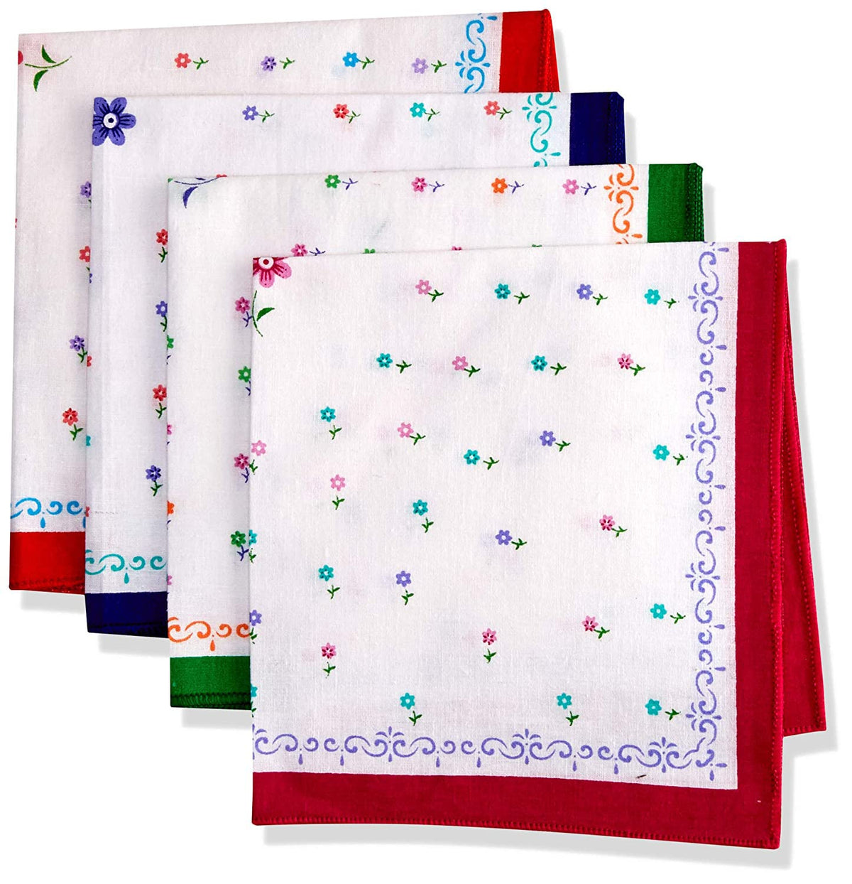 Kuber Industries Cotton Premium Collection Handkerchief|Small Flower Design & Colorful Look|Size 30 x 30 x CM, Set of 12 Piece (Multicolor)