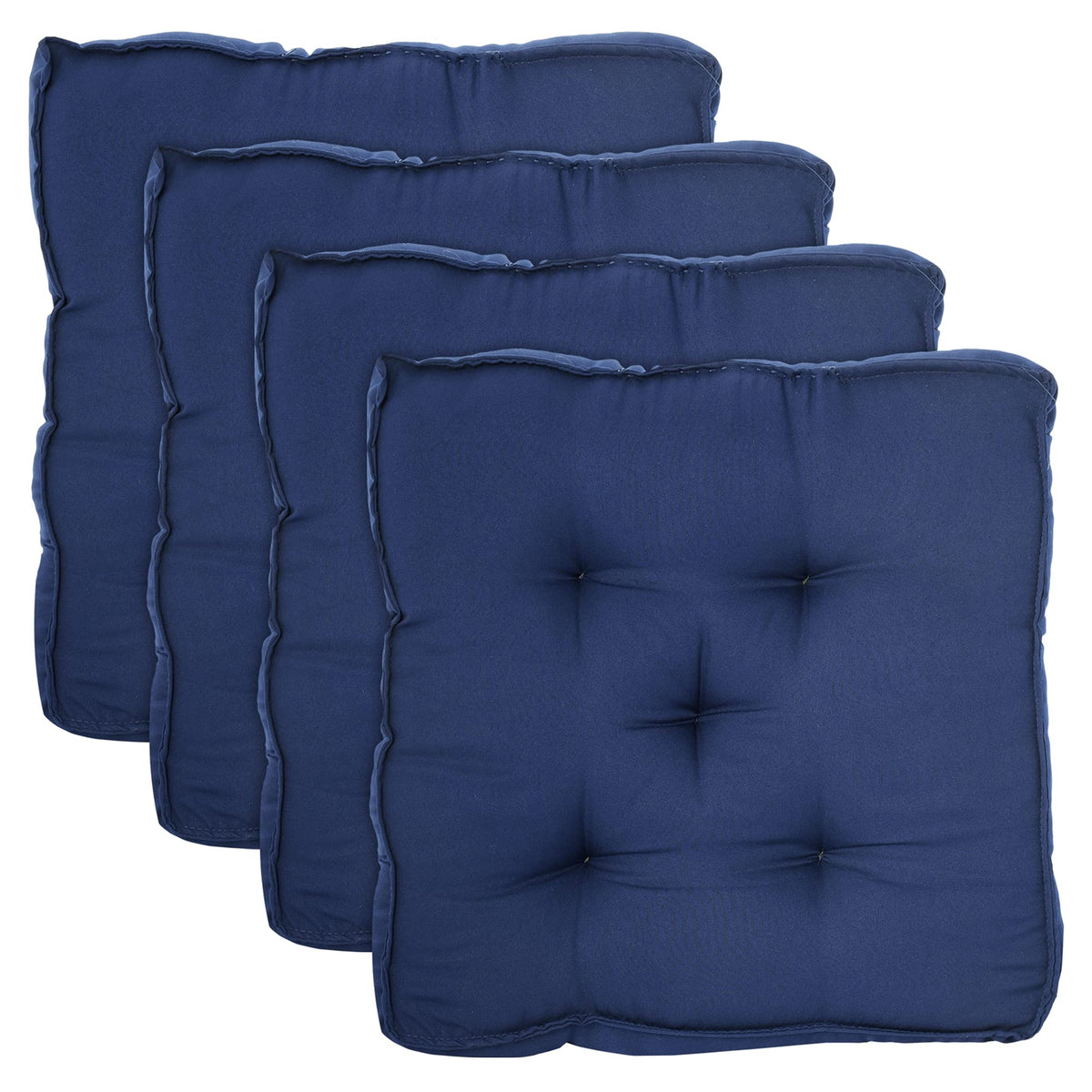 Kuber Industries Microfiber Square Chair Pad Seat Cushion for Car Pad, Office Chair, Indoor/Outdoor, Dining Living Room, Kitchen-Pack of 4, 18 * 18 Inch (Navy Blue)